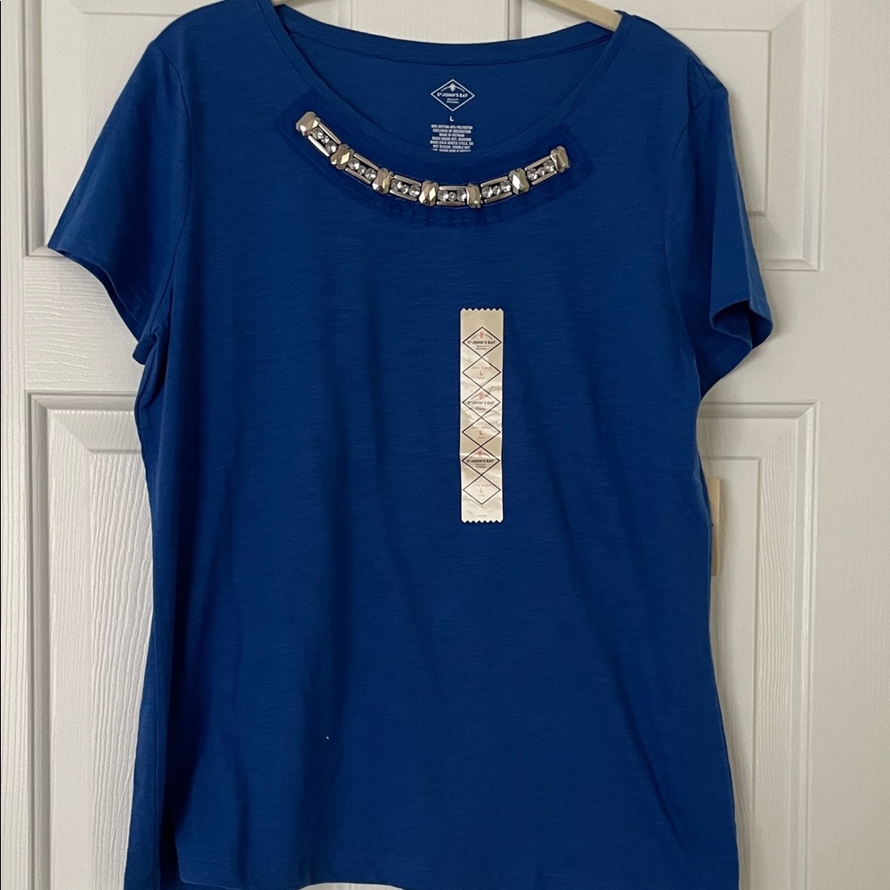 St. John's Bay Royal Blue Embellished Tee